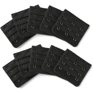 image:imageAllegra K 3 Hook 3 Row Stretchy Bra Strap Extenders Buckle Hooks Bra Band for WomenBlack
