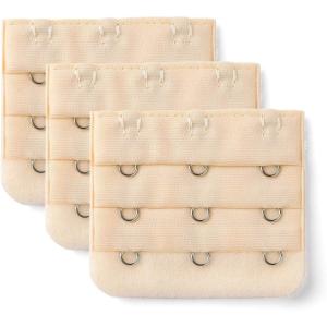 image:imageAllegra K 3 Hook 3 Row Stretchy Bra Strap Extenders Buckle Hooks Bra Band for WomenChampagne Color