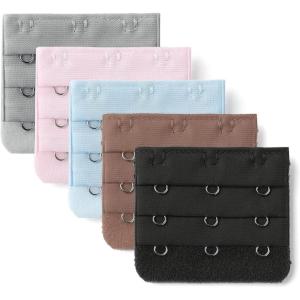 image:imageAllegra K 3 Hook 3 Row Stretchy Bra Strap Extenders Buckle Hooks Bra Band for WomenDiverse Color