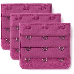 image:imageAllegra K 3 Hook 3 Row Stretchy Bra Strap Extenders Buckle Hooks Bra Band for WomenFuchsia