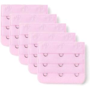 image:imageAllegra K 3 Hook 3 Row Stretchy Bra Strap Extenders Buckle Hooks Bra Band for WomenLight Pink