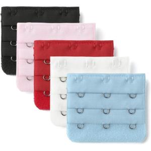 image:imageAllegra K 3 Hook 3 Row Stretchy Bra Strap Extenders Buckle Hooks Bra Band for WomenMulticolored