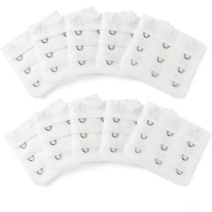 image:imageAllegra K 3 Hook 3 Row Stretchy Bra Strap Extenders Buckle Hooks Bra Band for WomenPure White