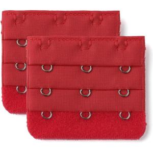 image:imageAllegra K 3 Hook 3 Row Stretchy Bra Strap Extenders Buckle Hooks Bra Band for WomenRed