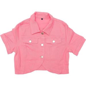 image:imageAllegra K Casual Denim Jacket for Womens Turndown Collar Short Sleeves Crop Jean JacketsBlush Pink