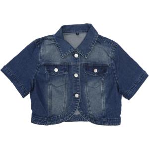 image:imageAllegra K Casual Denim Jacket for Womens Turndown Collar Short Sleeves Crop Jean JacketsVintage Blue