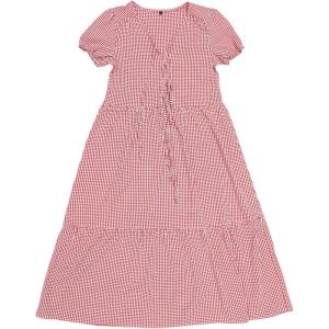 image:imageAllegra K Gingham Dress for Womens Summer Holiday Short Sleeve Midi Flowy Tie Front Beach DressesDark Red