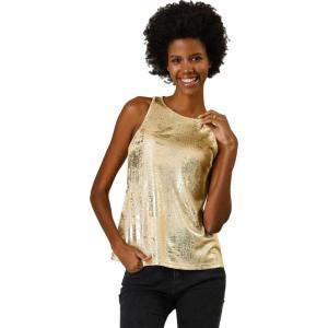 image:imageAllegra K Womens Metallic Tank Tops Shiny Sleeveless Party Disco ShirtGold