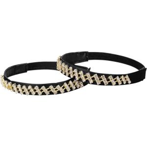 image:imageAllegra K Womens Rhinestone Detachable Elastic Band Ankle Shoe Straps for HeelsBlackgolden