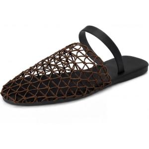 image:imageAllegra K Womens Slip on Mesh Flats Braided Slides SandalsDark Brown
