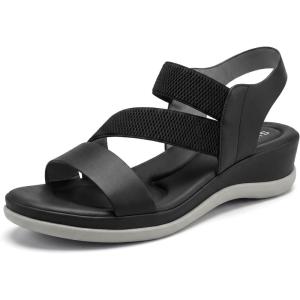 image:imageAllegra K Womens Walking Sandals Elastic Strap Wedge Heel SandalsBlack1