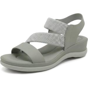 image:imageAllegra K Womens Walking Sandals Elastic Strap Wedge Heel SandalsGreen1