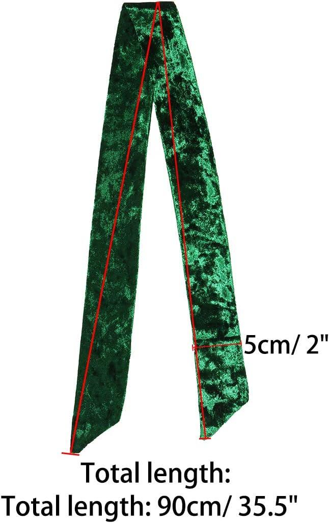 image:imageAllegra K Women Vintage Velvet Skinny Neck Scarves Solid Color Long Neckerchief Hairband Narrow WaistbandDark Green