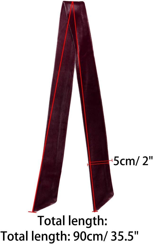 image:imageAllegra K Women Vintage Velvet Skinny Neck Scarves Solid Color Long Neckerchief Hairband Narrow WaistbandWine Red