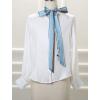 image:imageAllegra K Stripe Ribbon Skinny Neck Scarves Long Narrow Neckerchief Hairband for Women Wrist Wear Handbag Handle WrapSky Blue