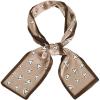 image:imageAllegra K Silky Skinny Scarves Ribbon Heart Print Long Hairband Handbag WrapBrown