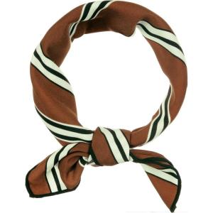 image:imageAllegra K 50cm Small Stripe Print Square Neck Wrap Scarves Head Scarf Kerchief Neckerchief Bandana for WomenBrown With Buckle