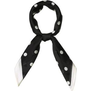 image:imageAllegra K 70cm Polka Dots Square Scarf Neck Scarves Kerchief Neckerchief Headband for WomenBlack White