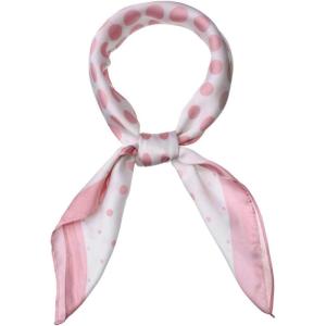 image:imageAllegra K 70cm Polka Dots Square Scarf Neck Scarves Kerchief Neckerchief Headband for WomenPink White