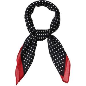 image:imageAllegra K 70cm Polka Dots Square Scarf Neck Scarves Kerchief Neckerchief Headband for WomenRed Black
