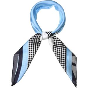 image:imageAllegra K 70cm Polka Dots Square Scarf Neck Scarves Kerchief Neckerchief Headband for WomenSky Blue