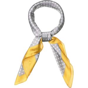 image:imageAllegra K 70cm Polka Dots Square Scarf Neck Scarves Kerchief Neckerchief Headband for WomenYellow Gray