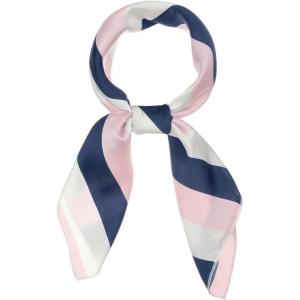 image:imageAllegra K 70cm Stripe Print Square Scarves Kerchief Neck Head Scarf Neckerchief Headband for LadiesPink White