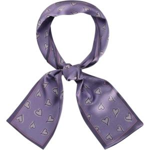 image:imageAllegra K Silky Skinny Scarves Ribbon Heart Print Long Hairband Handbag WrapPurple