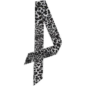 image:imageAllegra K Skinny Scarf Womens Thin Long Neckscarf Fashion Leopard Print Hairband Waistband Bag Handle AccessoryBlack Gray