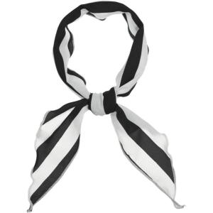 image:imageAllegra K Women Satin Triangle Neck Scarf Stripe Print Hair Wrap for Ladies Handbag Accessory Bandana