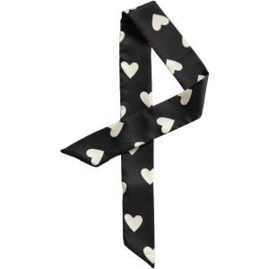 image:imageAllegra K Women Skinny Ribbon Neckerchief Heart Pattern Narrow Hair Wrist Scarf Headband Handbag Handle WrapBlack Heart