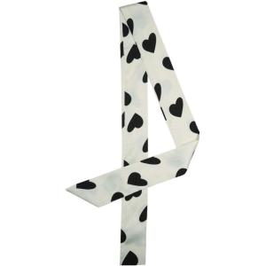 image:imageAllegra K Women Skinny Ribbon Neckerchief Heart Pattern Narrow Hair Wrist Scarf Headband Handbag Handle WrapWhite Heart
