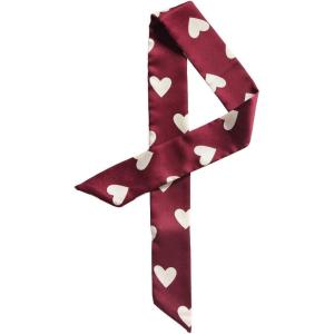 image:imageAllegra K Women Skinny Ribbon Neckerchief Heart Pattern Narrow Hair Wrist Scarf Headband Handbag Handle WrapWine Red Heart