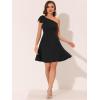 image:imageAllegra K Evening Cocktail Dress for Womens Valentines Day Elegant Flared One Shoulder Formal DressesBlack