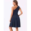 image:imageAllegra K Evening Cocktail Dress for Womens Valentines Day Elegant Flared One Shoulder Formal DressesDark Blue