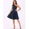 image:imageAllegra K Evening Cocktail Dress for Womens Valentines Day Elegant Flared One Shoulder Formal DressesDark Blue