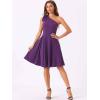 image:imageAllegra K Evening Cocktail Dress for Womens Valentines Day Elegant Flared One Shoulder Formal DressesDark Purple