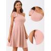 image:imageAllegra K Evening Cocktail Dress for Womens Valentines Day Elegant Flared One Shoulder Formal DressesPink