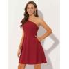 image:imageAllegra K Evening Cocktail Dress for Womens Valentines Day Elegant Flared One Shoulder Formal DressesRed