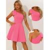 image:imageAllegra K Evening Cocktail Dress for Womens Valentines Day Elegant Flared One Shoulder Formal DressesShiny Pink