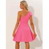image:imageAllegra K Evening Cocktail Dress for Womens Valentines Day Elegant Flared One Shoulder Formal DressesShiny Pink