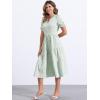 image:imageAllegra K Gingham Dress for Women 2026 Summer Short Sleeve Ruffle Trim V Neck Button Decor Flowy Midi DressesGreen