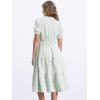 image:imageAllegra K Gingham Dress for Women 2026 Summer Short Sleeve Ruffle Trim V Neck Button Decor Flowy Midi DressesGreen