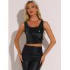 image:imageAllegra K Womens Sequin Tops Metallic Sparkle Glitter Sleeveless Camisole Tank Top Party Club Crop TopsBlack