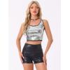 image:imageAllegra K Womens Sequin Tops Metallic Sparkle Glitter Sleeveless Camisole Tank Top Party Club Crop TopsBlack Silver