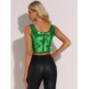 image:imageAllegra K Womens Sequin Tops Metallic Sparkle Glitter Sleeveless Camisole Tank Top Party Club Crop TopsGreen