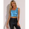 image:imageAllegra K Womens Sequin Tops Metallic Sparkle Glitter Sleeveless Camisole Tank Top Party Club Crop TopsLight Blue