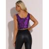 image:imageAllegra K Womens Sequin Tops Metallic Sparkle Glitter Sleeveless Camisole Tank Top Party Club Crop TopsPurple