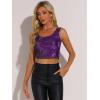 image:imageAllegra K Womens Sequin Tops Metallic Sparkle Glitter Sleeveless Camisole Tank Top Party Club Crop TopsPurple