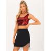 image:imageAllegra K Womens Sequin Tops Metallic Sparkle Glitter Sleeveless Camisole Tank Top Party Club Crop TopsRed